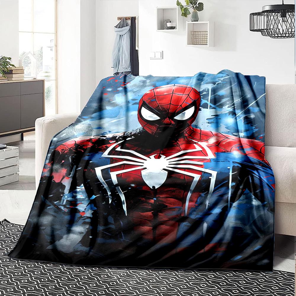 Spiderman Heroic Costume Flannel Blanket Super Soft Warm Cozy Blanket For Sofa Bed Office Travel Allseason Home Decor Gift