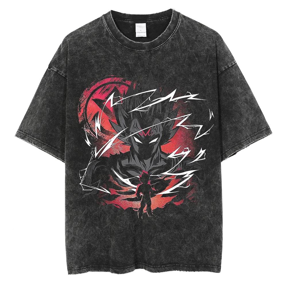 Harajuku Vintage TShirt Japanese Anime Dragon Ball Graphic Oversize T Shirt Washed Tshirt Men Summer Cotton Tops Tees