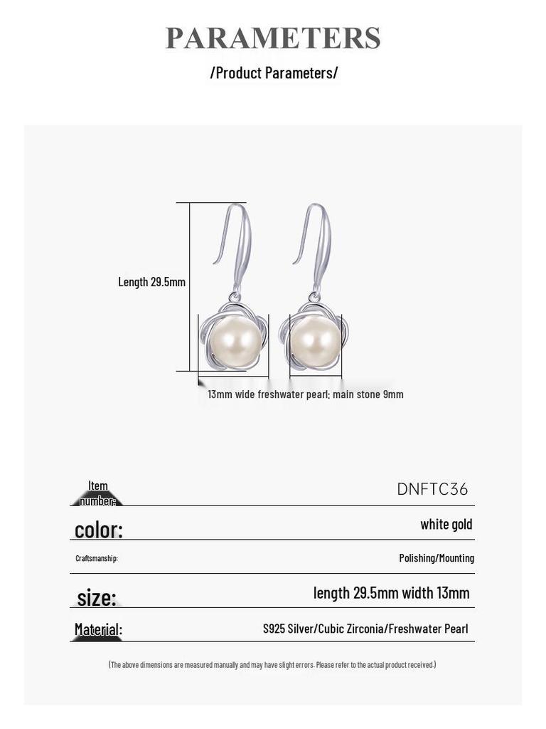 Korean Style Elegant Floral Earrings with S925 Sterling Silver and Freshwater Pearls