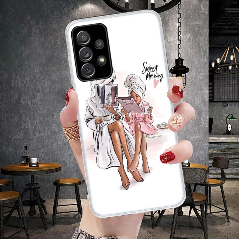 Baby Mom Girls Soft Phone Case For Samsung Galaxy A12 A22 A32 A52 A72 A02S A51 A50S A71 A70 A31 A20S Note 20 Ultra S10 A10S Gala