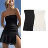 Summer New Product Women's Clothes Fashion Wind Double Layer Lace Patchwork High Waist Silm Side Slit Short Tube Top Dress