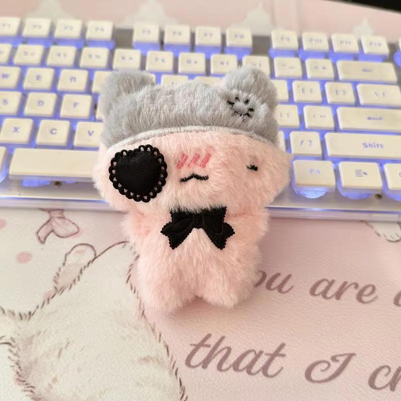 Cute Cartoon Plush Kitty Keychain Kawaii Black & Pink Cat Doll Backpack Decoration Pendant Bag Charm Accessory Gift