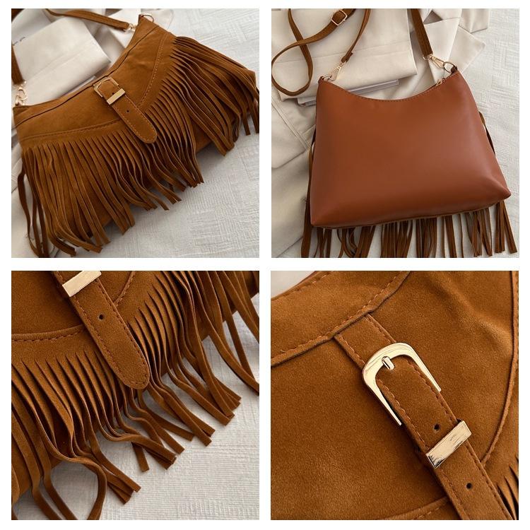 Long Tassel Women Cross Body Bag Shoulder Bag Handbags Large Capacity Women Tote Bag Fashion Ladies Handbag Black Brown