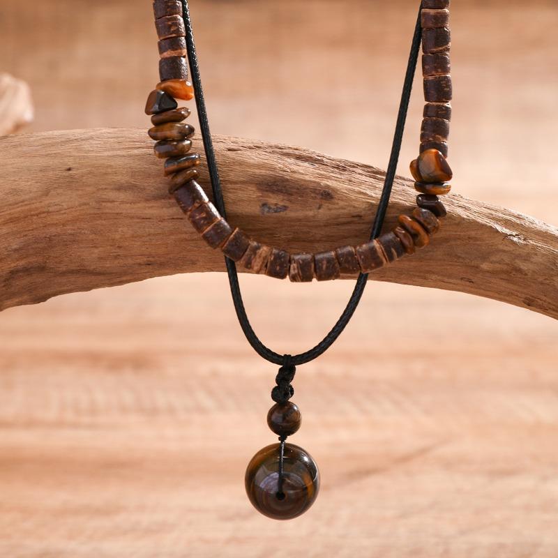 European and American jewelry, men's wood bead turquoise necklace set Necklace simple and versatile niche sweater chain