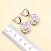 Joyería Multicolor de Circonita para Mujer Conjuntos de Boda Collar de Cristal Colgante Pendientes Anillo Regalo de Fiesta