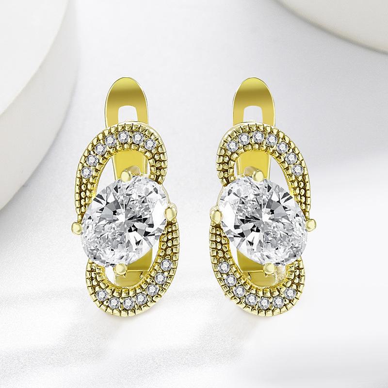 2026 Personalized Korean Fashion Zircon Silver Plated Earrings Women s Ear Jewelry Simple Ear Buckle Jewelry