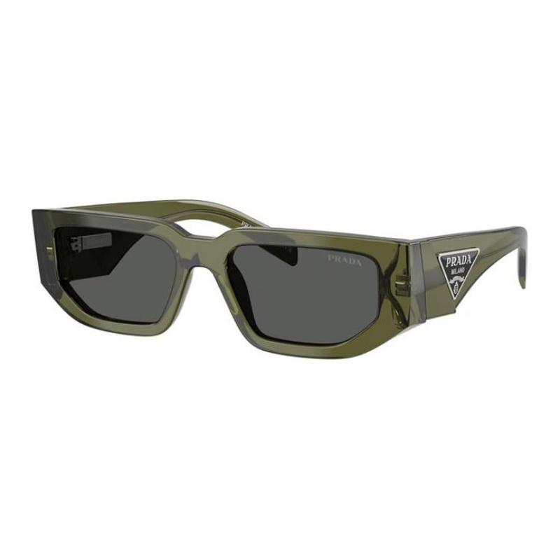 Prada Mirror side logo acetate irregular sunglasses men's green