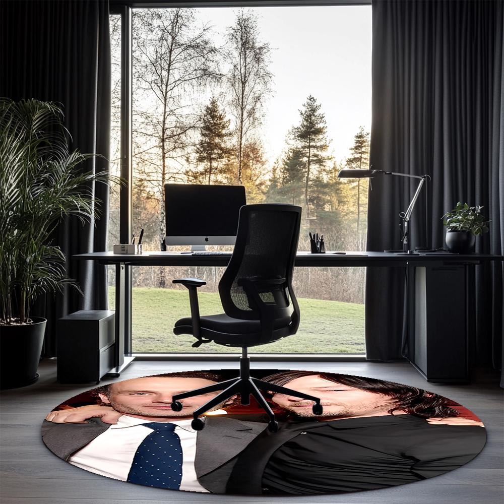 Daryl and Rick Printed Round Rug Carpet Chair Rug Area Rug Entryway Doormats,for Office Chair Living Room Bedroom Kitchen Room.