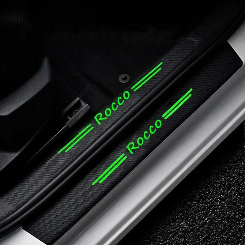 ASFJD1 Luminous Welcome Tape Car Door Sill Scuff Plate Protective Decals For Volkswagen VW Rocco Emblem Rear Trunk Bumper Guard Strips
