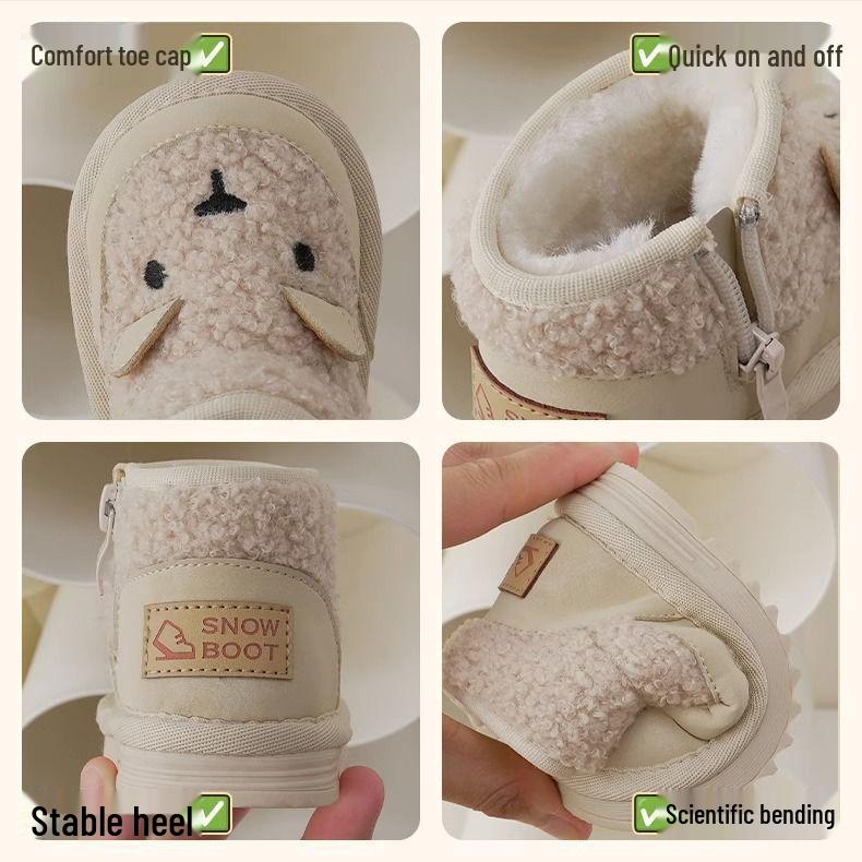 2025 Winter Non-Slip Anti-Kick Fleece-Lined Snow Boots for 1-2 Year Olds, Boys & Girls