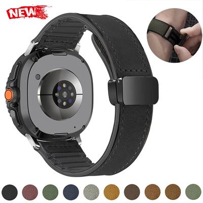 Leder Silikon Armband für Samsung Galaxy Watch 8 40mm 44mm 8 Classic 46mm Watch Ultra 2025 47mm Magnetverschluss Armband Armband