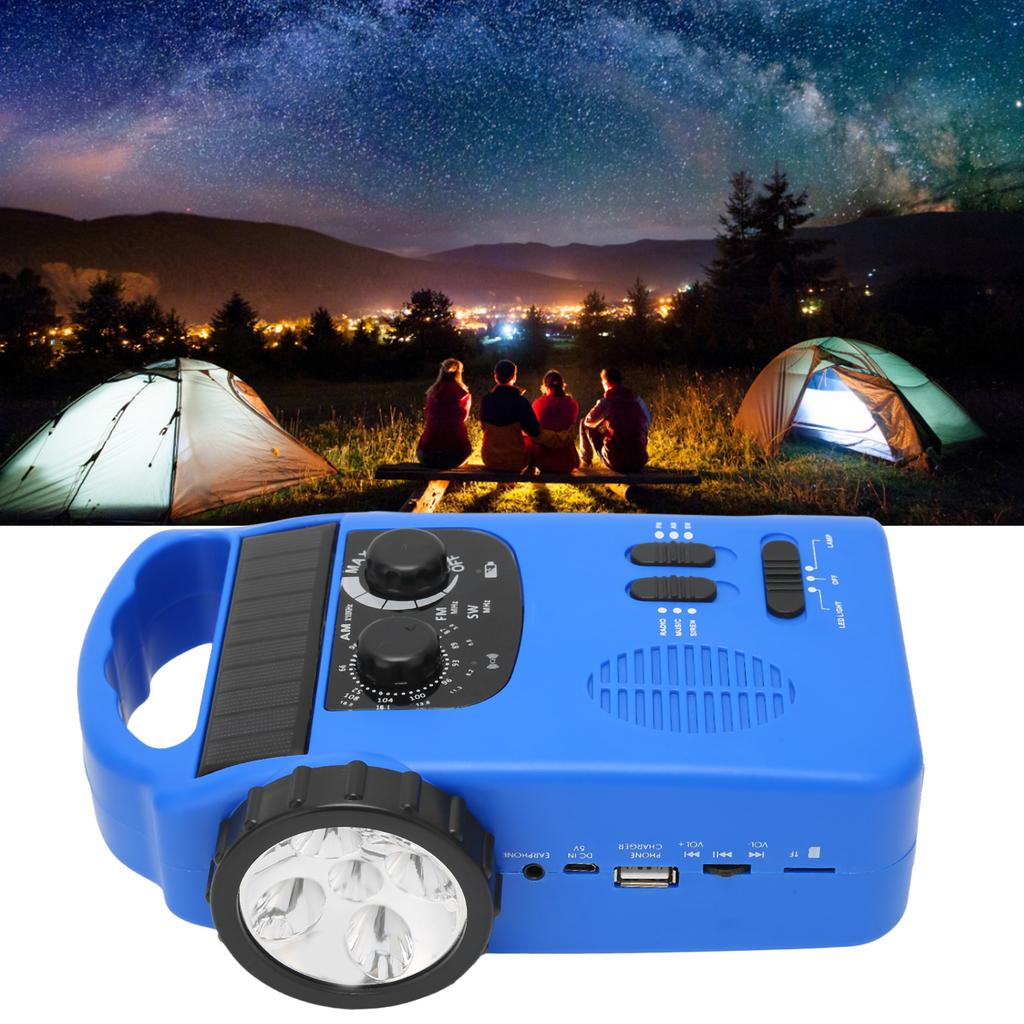 Hand Crank Solar Radio AM FM SW Emergency Radio with LED Flashlight Reading Light MP3 Player for Outdoor Camping
