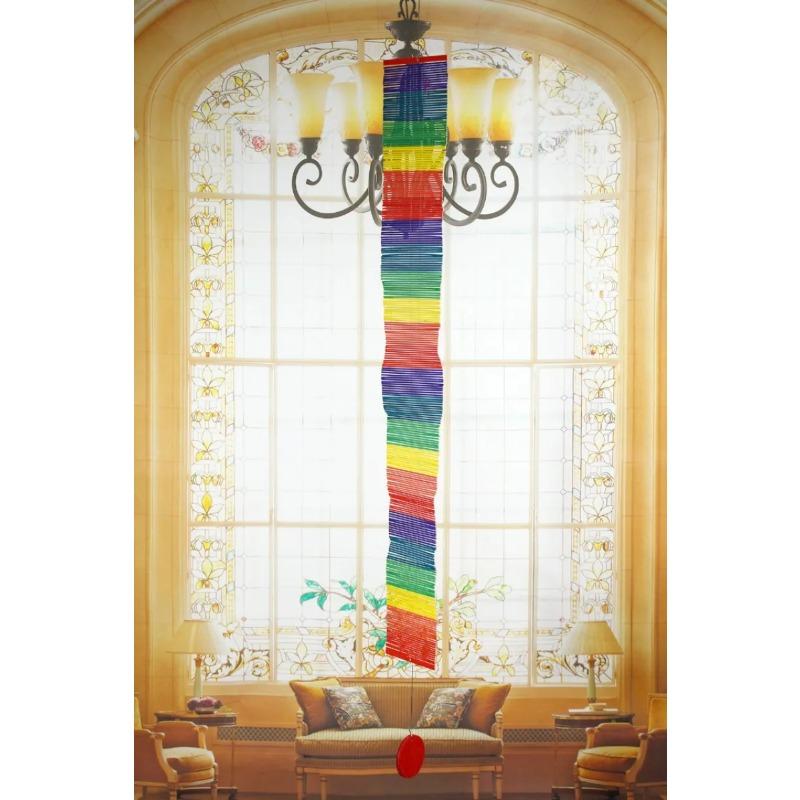 Colorful Wood Wind Chimes Rainbow Wind Spinner Mobile Chime Lawn Wind Spiral Party Home Decor Garden Ornament Decor DIY Pendant