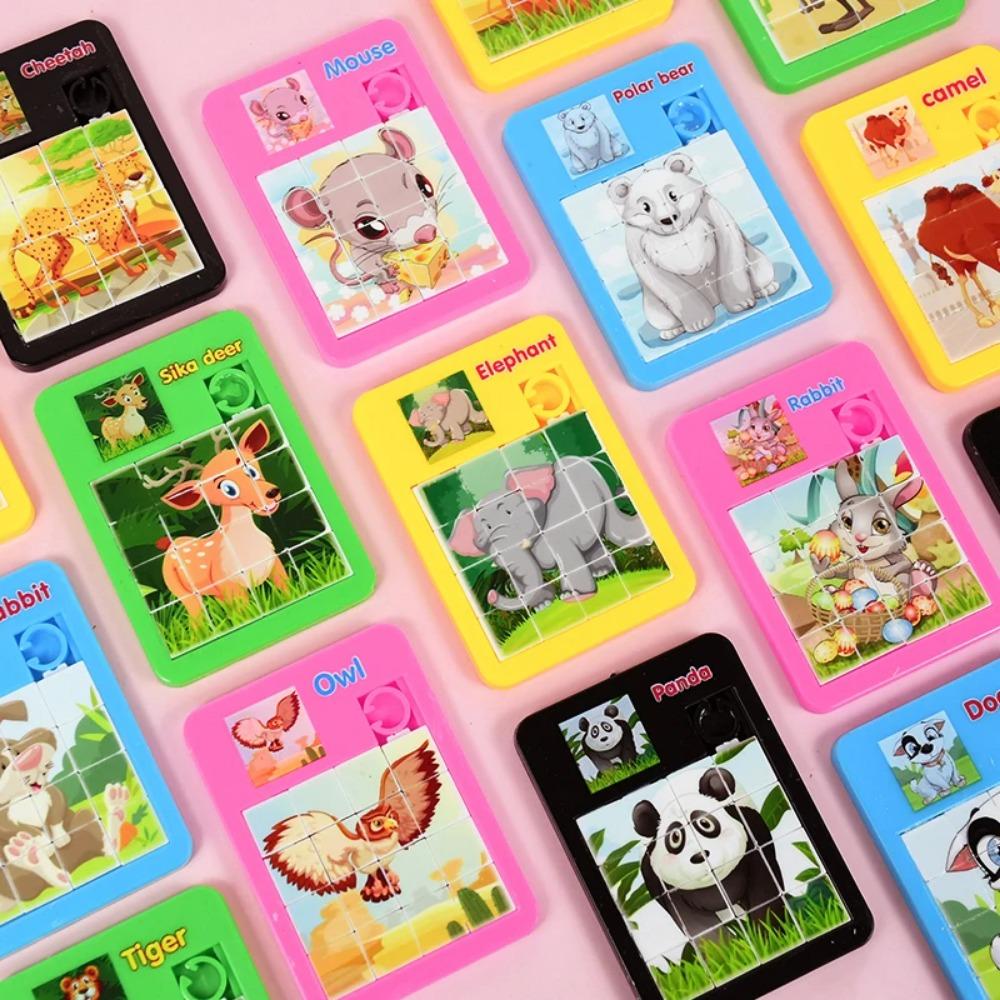 12/24PCS Puzzle Moving Sliding Early Education Animal Children's Jigsaw Puzzle Toy School Kindergarten Gift Gifts for Kids Games