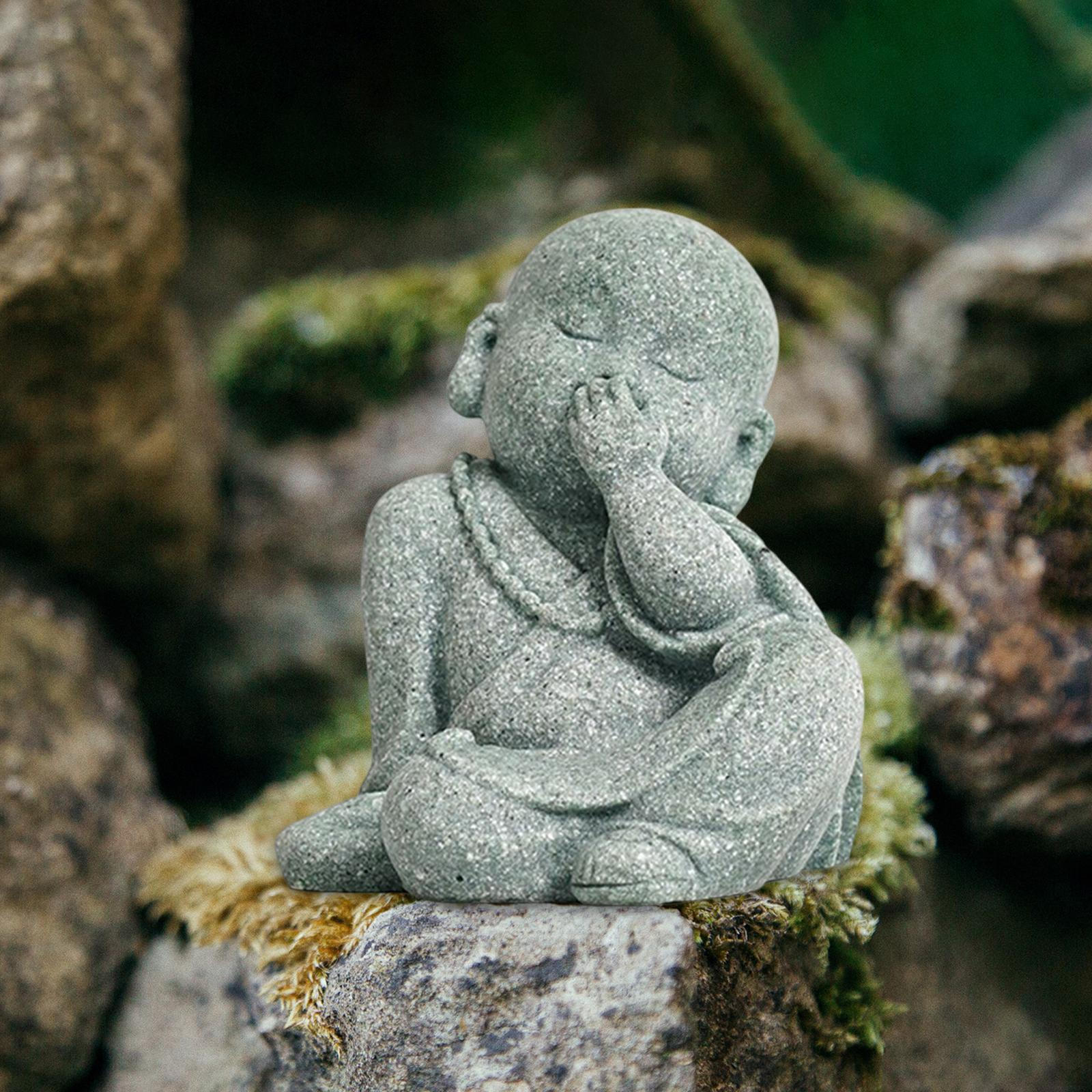 

Monk Figurine Buddha Statue Cute Ornaments Handmade Miniature Accessories Crafts for Desktop Desk Snicker