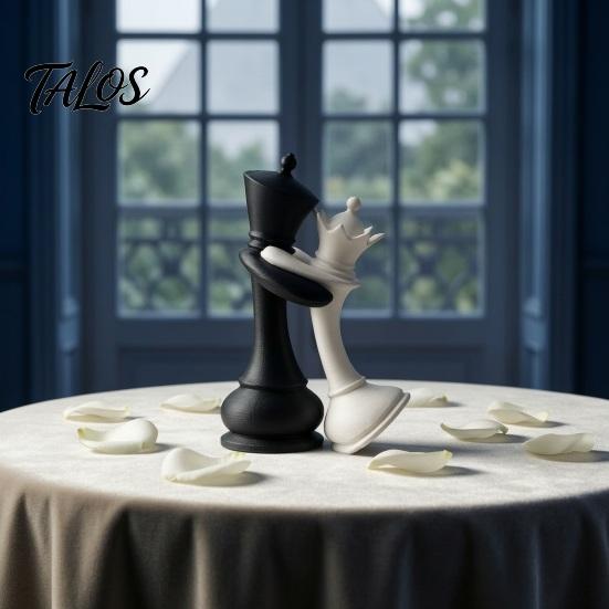 Black Chess Decoration King Queen Piece Figurine, 3D Printed Couple Statue, Modern Decor White for Anniversary Wedding Party Home Office Desk
