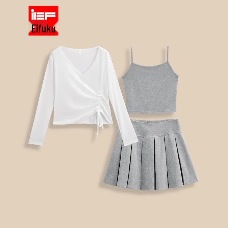 IEF 2026 Summer Korean Style Two-Piece Skirt Set M