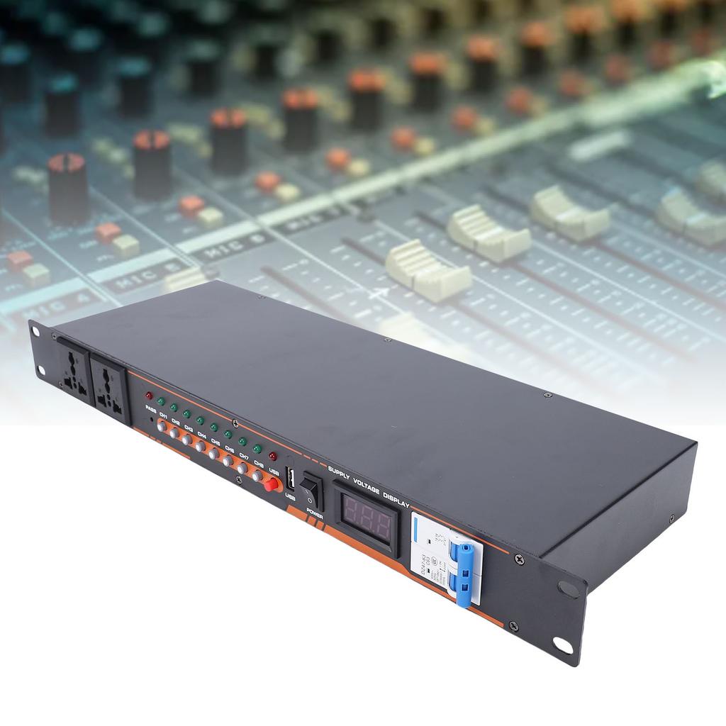 10 Outlet Power r High Power Equipment Power Controller with Digital Voltage Display Independent for Stage Amplifier Studio