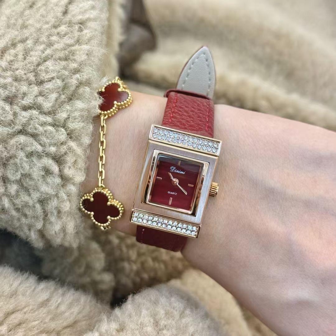 Ancora Red Belt Ladies Watch Square Pop Watch Ladies Ancora