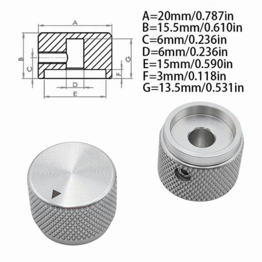 Portable 20 x 15.5mm Rotary Encoder Knob Solid Aluminum Alloy Volume Control Knob Potentiometer Knob
