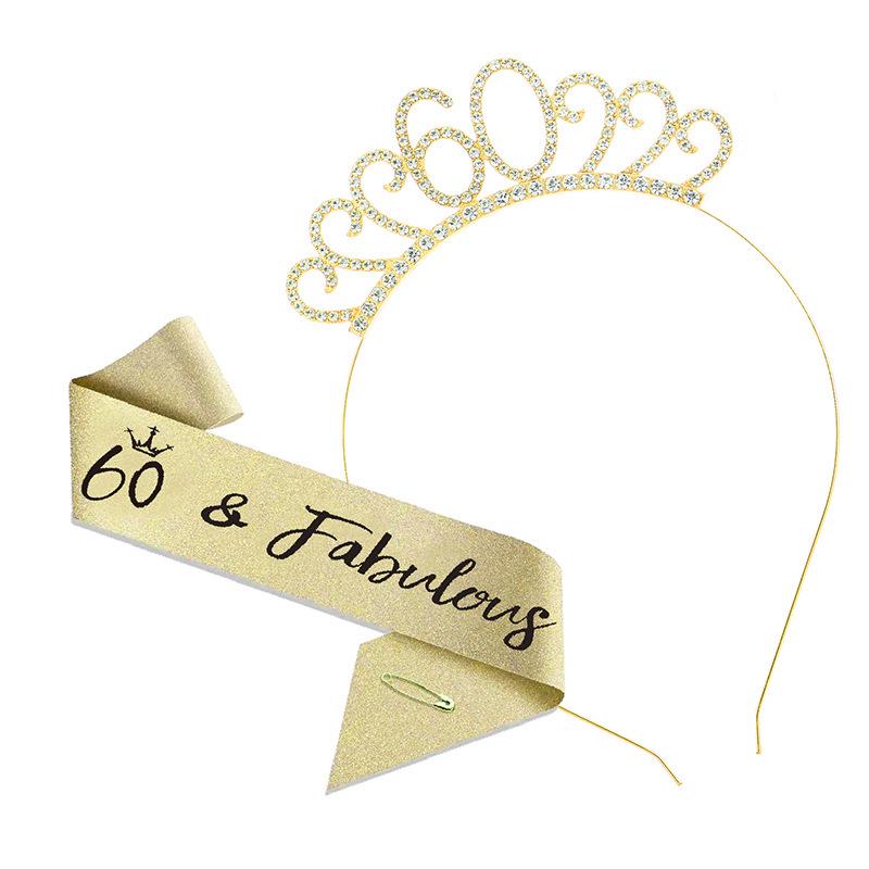 Cross-Border Digital Birthday Crown Set: Headdress, Party Shoulder Strap & Etiquette Belt Photo Prop for Girls