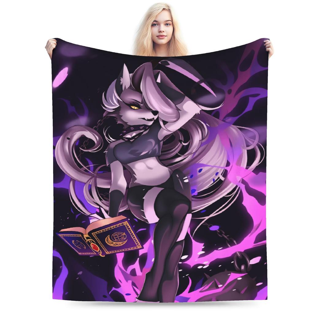 Blitzo Plush Blanket Kids Helluva Boss Flannel Throw Blanket For Living Room Warm Soft Custom DIY Quality Bedspread Gift