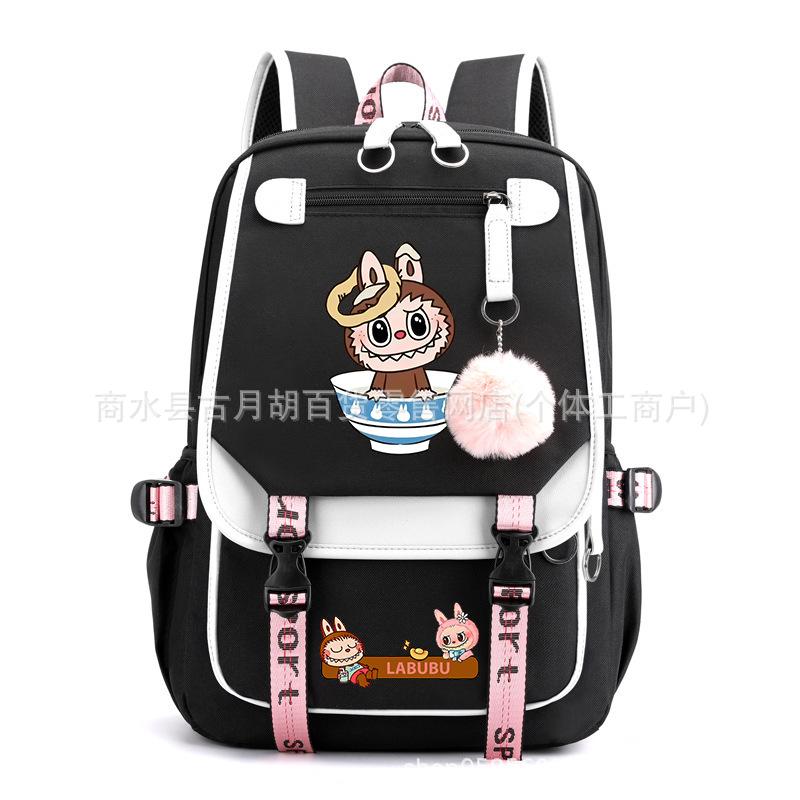 School Bag Printed Backpack USB Port Anime Cartoon Student Large Capacity Canvas Bag