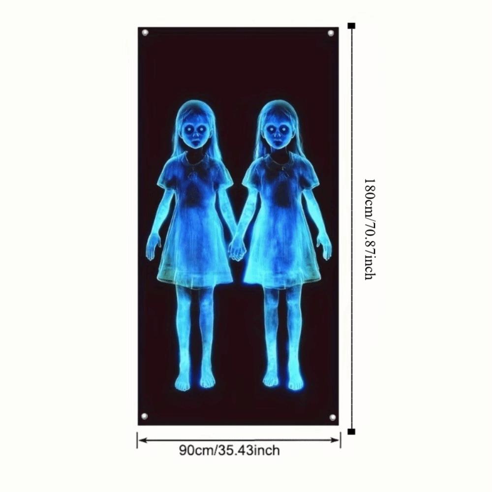 Zombie Theme 35x70in Halloween Door Banner Horror Theme Gothic Door Hanging Cloth 2D Wall Tapestry Indoor
