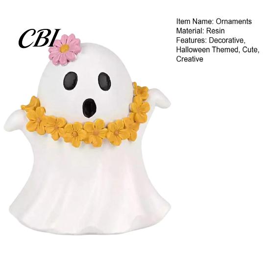 Farmhouse Halloween Decoration Ghost Figurine, Spooky Resin Statue, Classic Living Room Decor for Indoor Outdoor Tabletop Decor, Durable Retro