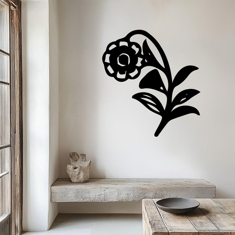 Elegant Floral Metal Wall Sculpture Iron Weather Resistant Outdoor Flower Mural Statue Wall Mounted Garden Decor Patio Backyard Fence Holiday Gift 1pc