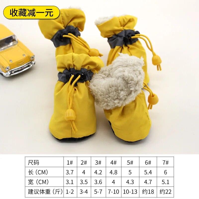 4pcs/Set Thicken Waterproof Dog Shoes Anti-slip Rain Snow Boot Warm Footwear Outdoor Walking for Small Cats Puppy Socks Booties