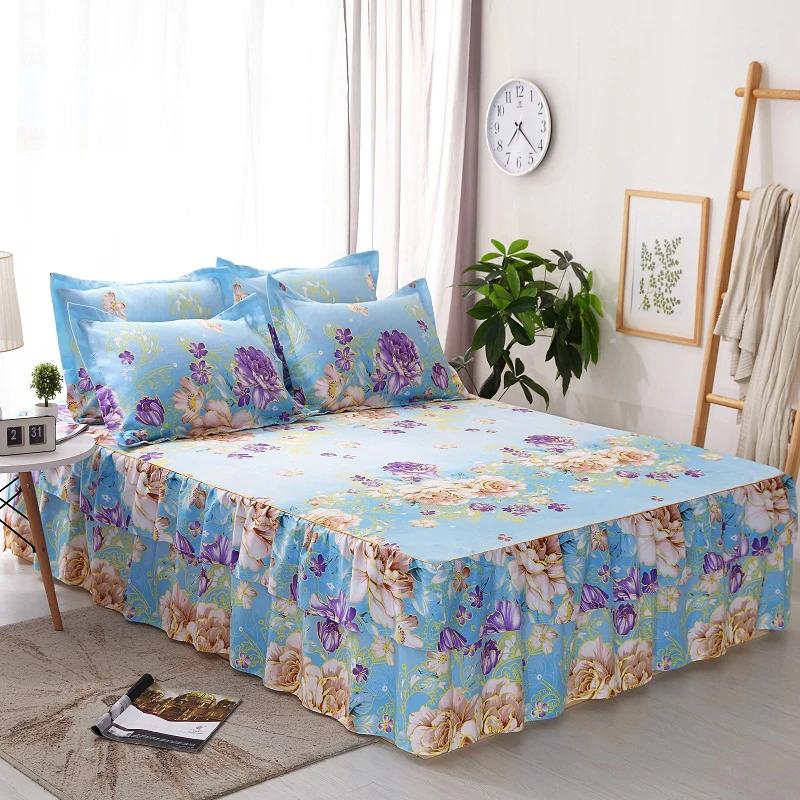 1pc Bedspread Bedroom Fitted Sheet Cover Soft Non-Slip King Queen Bed Skirt Wedding Bedskirt No Pillowcase For Four Seasons