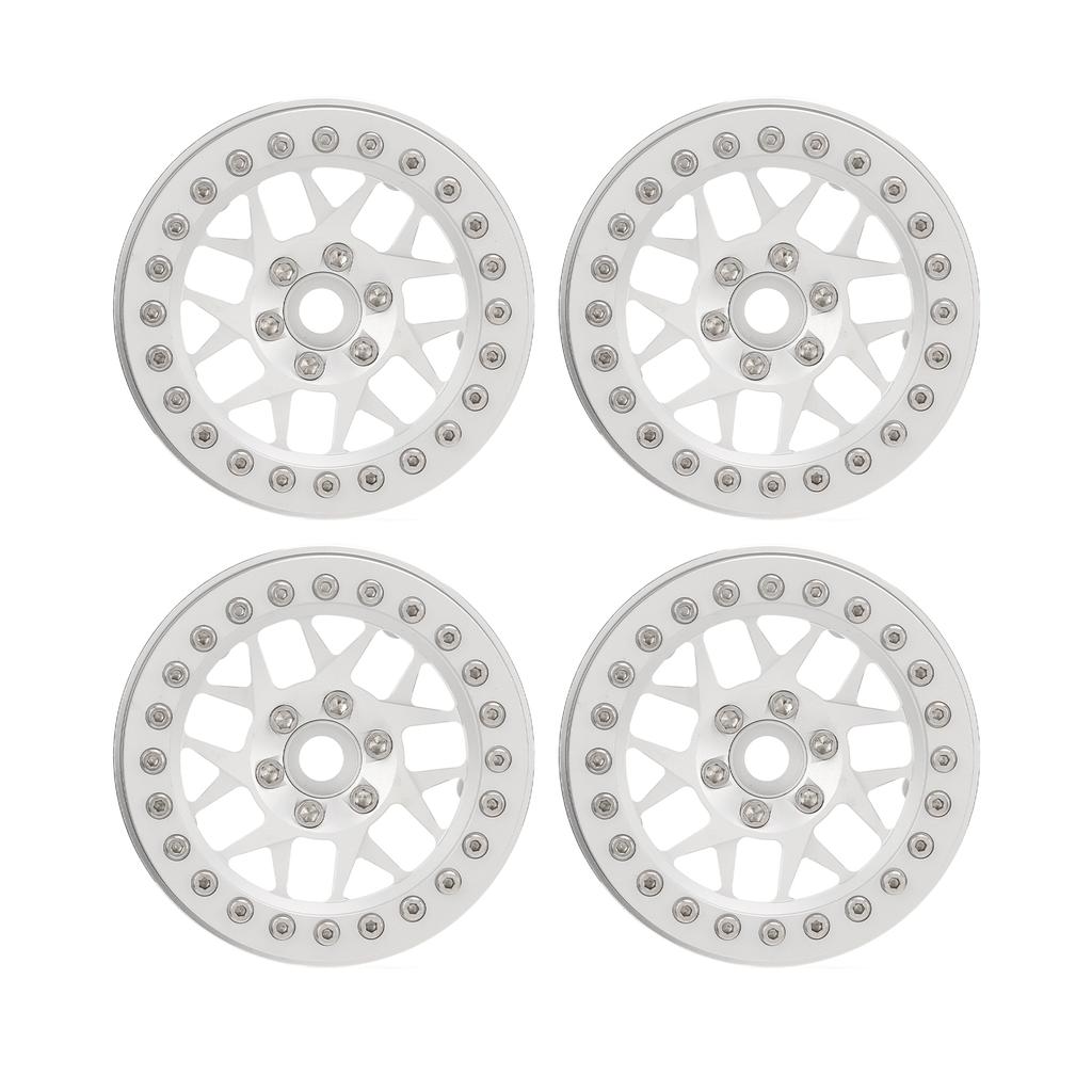 Aluminum Alloy RC Car Wheel Hub 2.2 Inch RC Beadlock Wheels Rims for 110 Remote Control Car Silver