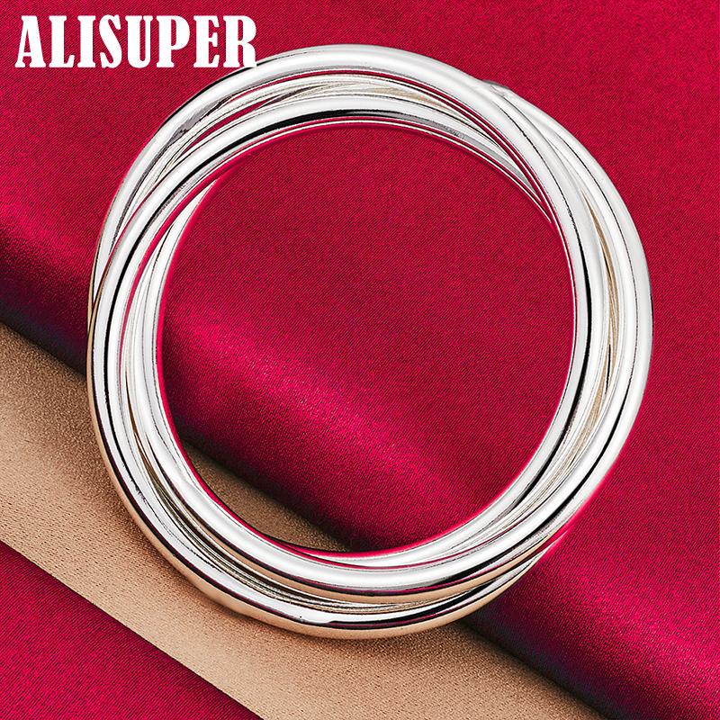 Βραχιόλι 925 από ασήμι 925 Κόσμημα από μασίφ βραχιόλι με τρεις κλωστές