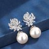 Jewelry Copper Bottom Gold-Plated Inlaid Pearl Temperament Creative Set Women 16-14Mm