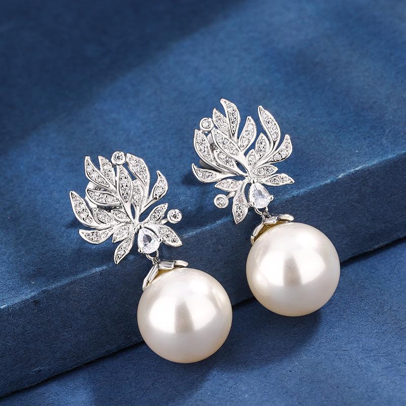 Jewelry Copper Bottom Gold-Plated Inlaid Pearl Temperament Creative Set Women 16-14Mm