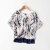 Export Tail Single Summer Loose Slim Fit Print Chiffon Shirt False Two-Piece Suit Bat Tops Female Modal Patchwork