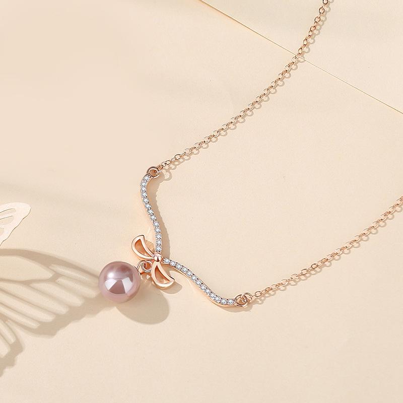 

Танциз Стерлингового Серебра 925 Классическое Женское Ожерелье Кулон Циркон Модный Подарок розового золота