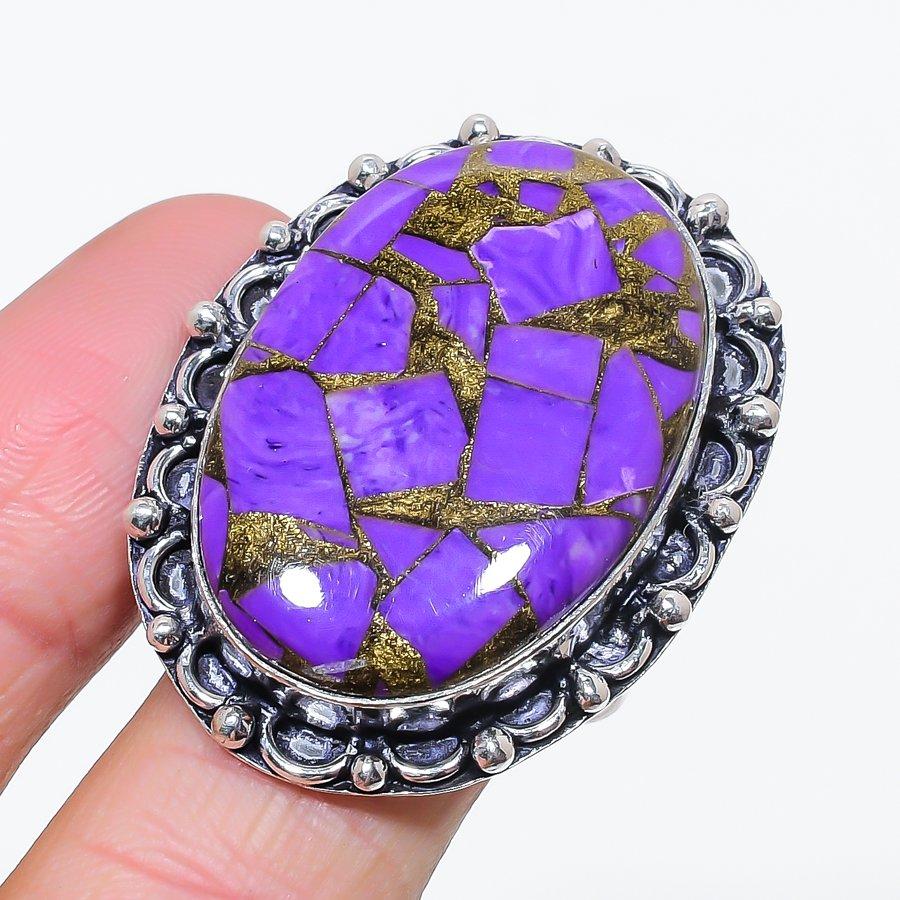 

Natural Copper Charoite Gemstone 925 Sterling Silver Jewelry Ring Size 12 P2v63