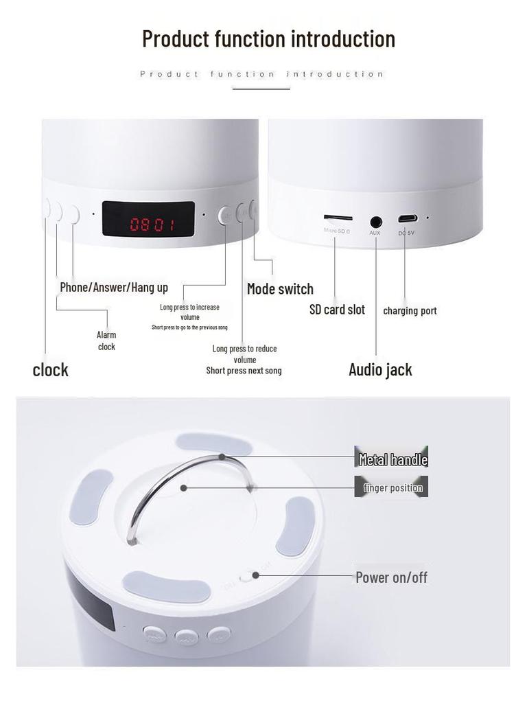 Colorful Night Light Bluetooth Speaker and Alarm Clock
