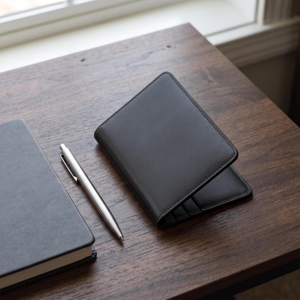 Genuine Leather Passport Holder Travel Wallet with Card Slots for Men and Women Black