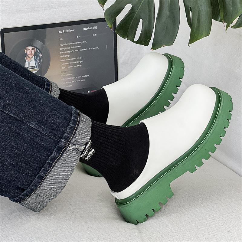 2025 new round head trend Derby shoes versatile platform men's fashion trend half drag leather shoes casual 3205-J