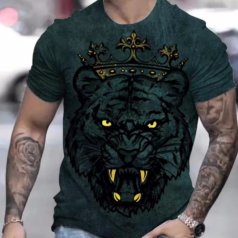 

3d Tiger Print T-Shirts For Men Short Sleeve Tees Summer Quick Dry Pullover Top Loose Oversized Man Fashion Men T-Shirt XS