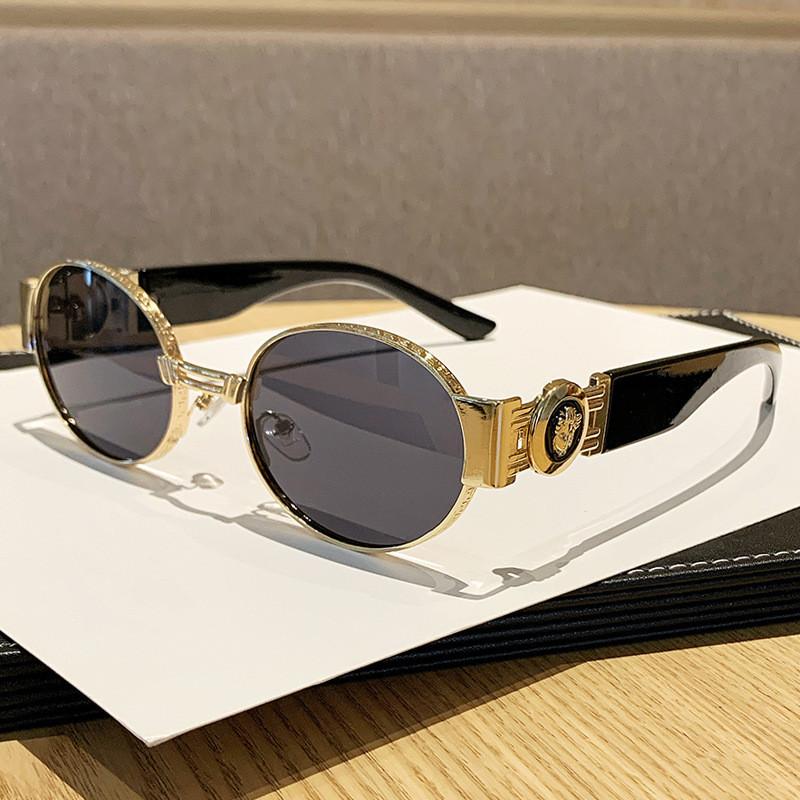 Elliptical Metal Sunglasses For Men And Women With Uv400 Protection For Fashion Sun Protection
