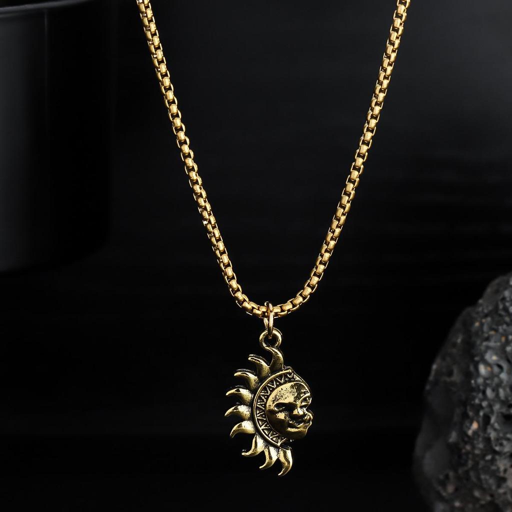 Asymmetrical Sun & Moon Titanium Steel Couple Necklace - Versatile High-End Accessory for Men & Women