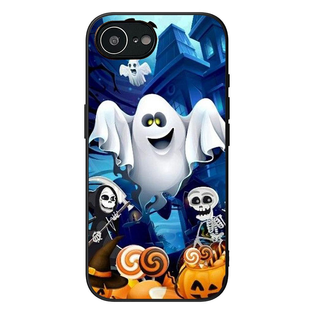 Halloween Little Ghost With Pumpkin Cover for Samsung Galaxy S25 S24 S23 Fe Ultra Plus S7 Edge A05 A06 A16 A55 A15 A35 Case