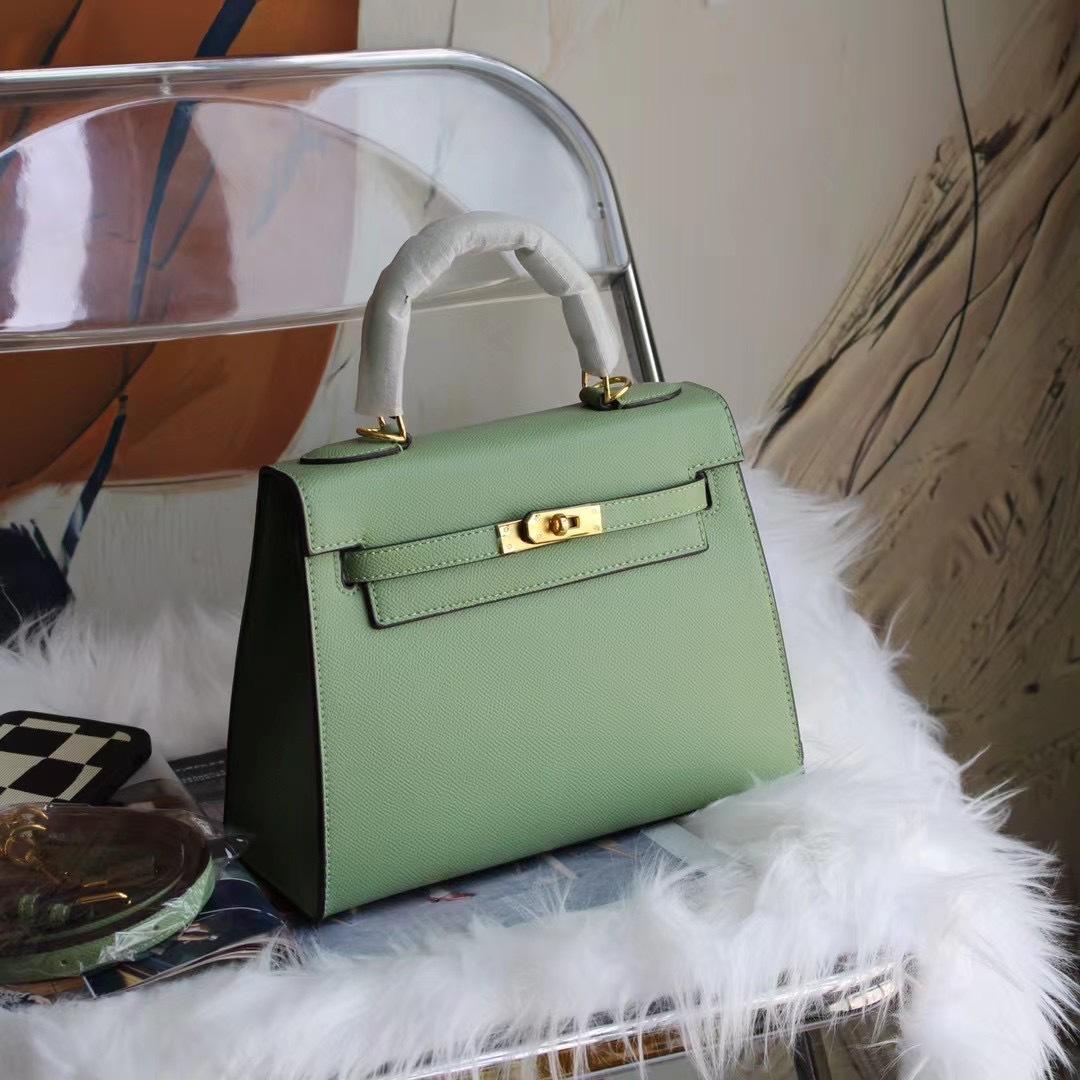 

Сумка Kelli натуральна шкіра 2025 нова жіноча сумка ручна високого класу ручної роботи одноплечова крос-боді портативна жіноча сумка 22*7*16 світло-зелений колір