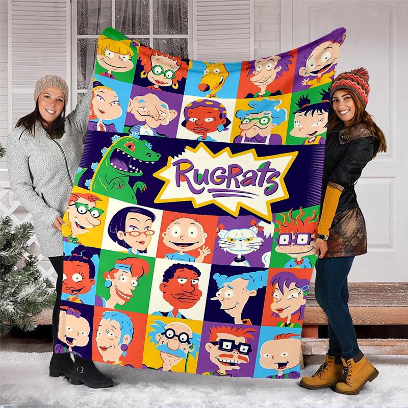 1pc Rugrats in paris1 Theme Blanket - Digital Print, Polyester, Cozy for All Seasons, Perfect for Outdoor, Camping, and Travel