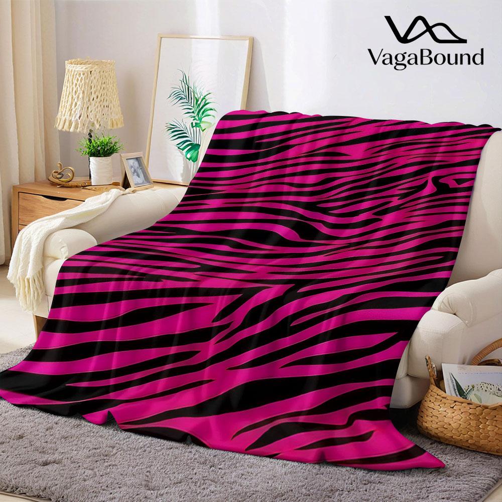 Rosa Zebra Flanelldecke Warm Weich Halloween Weihnachten Dekorative Couch Warm Gemütlich Ganzjahresgeschenk 100X130CM