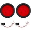 2PCS 4" Round Red LED Trailer Tail Lights - 12 Diodes 3-In-1 Stop/Brake/Turn Lights W/Surface Mount Grommets & 3-Prong Pigtails For Truck Trailer RV